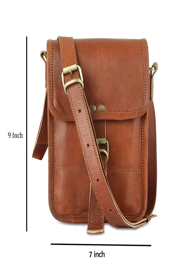 ZXC Genuine Leather Antique Sling Bag For Men & Women Size- 9 x 7 Inches - Image 5